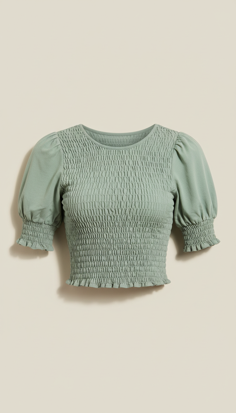 Sage Green Smocked Top